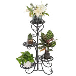 ZUN 4 Potted Rounded Flower Metal Shelves Plant Pot Stand Decoration for Indoor Outdoor Garden Black 69287047