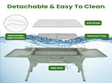 Portable Folding Charcoal BBQ Grill, Outdoor Barbecue Grill with Dual Side Shelves & 12 Air Vents, 29454027