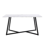 ZUN Modern Faux Marble 6-Piece Dining Table Set,60inch Metal Kitchen Table Set with Upholstered Dining 03612036