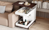 U-Can Adjustable End Table with Wheels, Modern Multifunctional Sofa Side Table with Lift-Top, N724P292505K