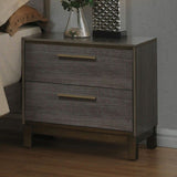 Contemporary 1pc Nightstand Two Tone Antique Gray Bedroom Furniture Nightstand Center Metal Glides B01149998