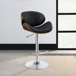 ZUN Black and Chrome Adjustable Bar Stool B062P153496