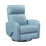 Glider Recliner Chair with Swivel Motion Blue Leather Upholstery Solid Wood Comfort Luxury Living B011P330087