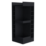 FM FURNITURE Lamer Corner Bar Cabinet with Wine Rack and Open Shelf, Black B128P269884