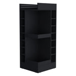 ZUN FM FURNITURE Lamer Corner Bar Cabinet with Wine Rack and Open Shelf, Black B128P269884