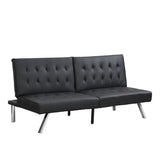 WOOD FRAME, STAINLESS LEG, FUTON, SOFA BED BLACK PVC W2297P247530