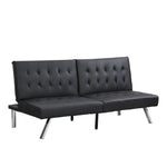 ZUN WOOD FRAME, STAINLESS LEG, FUTON, SOFA BED BLACK PVC W2297P247530