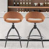 2pcs hollow backrest PU spray-coated bent iron feet bar stool brown with swivel 59533108