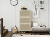 Rattan 3 Door Shoe Rack, Freestanding Modern Shoe Storage Cabinet, for Entryway W688P211253