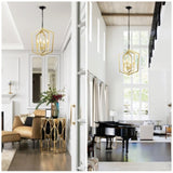 4-Light Farmhouse Kitchen Chandeliers, Vintage Cage Light Fixture Adjustable Height Chandeliers for W1592P230613