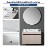 37 Inch Marble Vanity Top, Bathroom Vanity Top with Undermount Rectangular Middle Sink and 4" Height 71886302