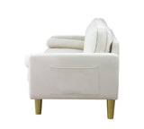 Modern Mid-Century Style Linen Sofa with 2 Pillows, Bedroom Furniture, Home Office 3 Seat Sofa 73156899