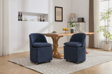 ZUN 058-Set of 2 Chenille Fabric Dining Chairs With Universal Wheels,Blue W527P242553