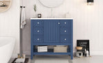 ZUN 36" Bathroom Vanity with Sink Combo, One Cabinet and Three Drawers, Solid Wood and MDF Board, Blue 36929776