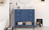 ZUN 36" Bathroom Vanity with Sink Combo, One Cabinet and Three Drawers, Solid Wood and MDF Board, Blue 36929776