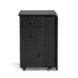 Nail Desk Folding Table, Black MDF Manicure Station w/ 2 Drawers & 1 Door Cabinet for Nail Art Salon 06078270
