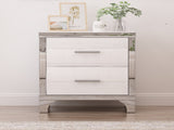 Elegant High Gloss Nightstand with Metal Handle,Mirrored Bedside Table with 2 Drawers for 20717890