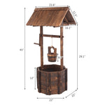 ZUN Outdoor Reinforced And Anticorrosive Wooden Wishing Well Flowerpot 51945815