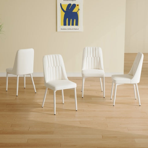 ZUN White dining chairs and living room chairs. Metal legs provide strong support, suitable for W1151P154911