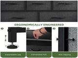 5 Drawer Dresser Fabric, Wide Chest Of Drawers With Wood Top for Living Room,,Hallway,Black 86752204