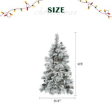 ZUN 4FT Pre-Lit Spruce Snow Flocked Christmas Tree with Pine Cones, Artificial Xmas Tree with 170 Branch 52732134