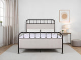 Industrial Style 1pc Queen Size Bed Rustic Curved Edges Metal Frame Fabric Upholstered HB FB, Dark B2741P609108