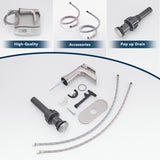 Sink Faucet With Deck Plate Waterfall Brushsed with Pop Up Drain and Supply Lines Bathroom faucets W1932P180746