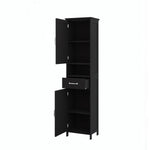 ZUN Double Door Narrow Height Slim Floor Standing Cabinet with 2 Adjustable Shelves-Black 58915687