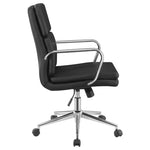 ZUN Black and Chrome Upholstered Office Chair with Casters B062P145550