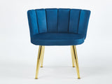 Modern BLUE dining chair with iron tube golden color legs, velvet and comfortable W234P256814