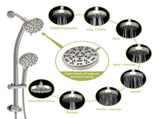 Multi Function Dual Shower Head - Shower System with 4.7" Rain Showerhead, 8-Function Hand Shower, W124362277