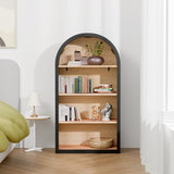 4-Tier Black Arched Bookshelf, 43" Tall Arched Bookcase with Storage Shelves W3123P333683
