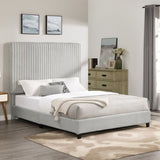 Queen Size Minky Stone Upholstered Platform Bed B108P160254