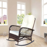 Outdoor Wicker Rocking Chair with Wide Seat, Thick, Soft Cushion, Rattan Rocker w/Steel Frame, High W209P265086