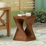MGO Twist Shape Side Table, Wood-like texture, 	antique brown Color N770P212233A