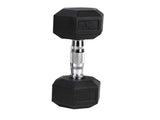 20LB HDRS Rubber Coated Solid Cast Iron Dumbbell with Contoured Chrome Handle, Hexagon 03299427