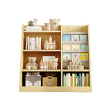 ZUN Wooden Toy Storage Organizer Cabinet Natural/ Wood Kids Bookshelf Children Bookcase Toddler Baby 91677276