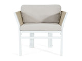 Outdoor Dining Chair Set of 2 ,White Aluminum Frame with Beige Cushion, 300lbs Capacity, All-Weather N779P368549W