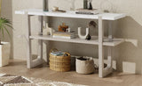 TREXM Retro Elegant Console Table with Marble-Effect Top and Versatile Storage Solutions for N715P196906E