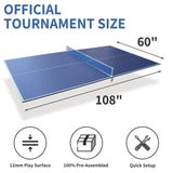 9ft Blue Mid-Size Ping Pong Conversion Top Foldable & Portable Table Tennis Table Top for Indoor W1408P262532