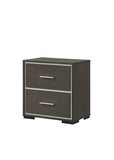 1pc Contemporary 2-Drawer Nightstand with Chrome Accents Gray Rustic Finish Bedroom Wooden Furniture B011P236784
