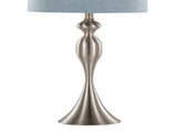27" Contemporary Metal Table Lamp in Brushed Nickel with Light Blue Linen Shade from Grandview B202P224086