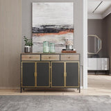 ZUN 48" Wide 4 Doors Modern Sideboard with 3 Top Drawers, Sideboard Storage Entryway Floor 03851128