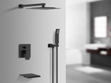 Rain Shower System Matte Black Tub Shower Faucet Set 10 Inch Square Rainfall Shower Head with 59125880