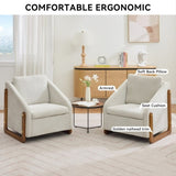 057-Set of 1 Chenille Fabric Modern Upholstered Armchair with Wooden Side Frame , Accent Leisure W527P239825