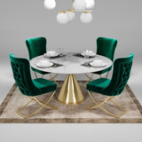 PrimeNest Noblesse Collection Upholstered Gold Legged Dining Chair, Set of 2, Green B030P286150