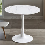 Marble Texture Round Table, Dining Table, Modern Dining Table,Kitchen Table, MDF Top and Steel Base W2641P300028