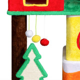 56in Christmas Themed Plush Cat Tree, Multi-level Cat Tower with Cat Condos, Top Crown Perch, Sisal 34481126