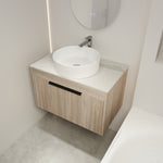 ZUN 30 " Modern Design Float Bathroom Vanity With Ceramic Basin Set, Wall Mounted White Oak Vanity With 27968939