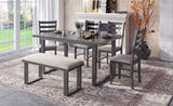 ZUN 6-Pieces Family Furniture, Solid Wood Dining Room Set with Rectangular Table & 4 Chairs with 30399186